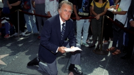 Billy Graham at his star on the Walk of Fame